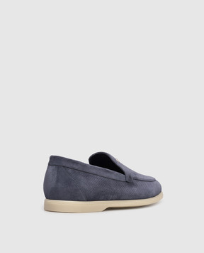 Stefano Ricci Blue suede loafers with perforations UC64G2215SDP