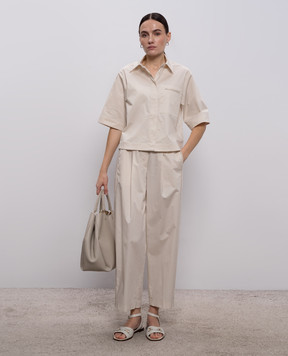 Peserico Beige pants with a monil chain A0465701979