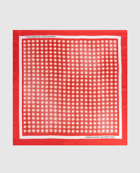 Ermanno Scervino Red checkered silk scarf D482R300XWO