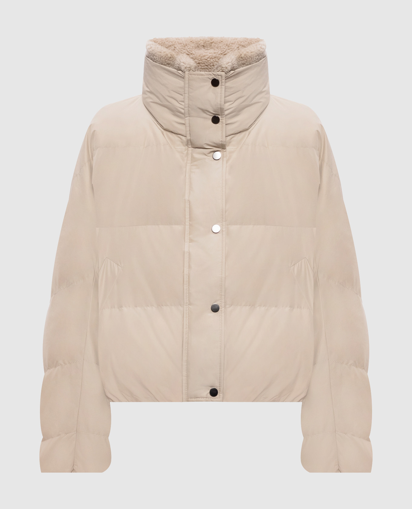 Beige down jacket with collar
