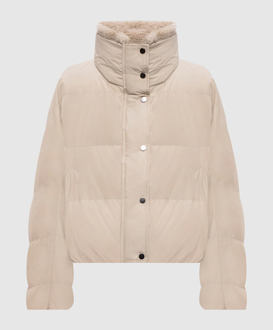 Beige down jacket with collar