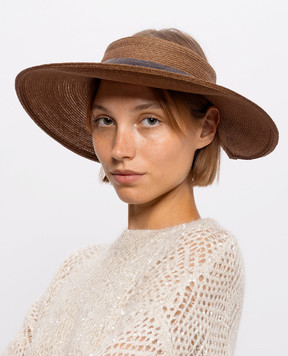 Brunello Cucinelli Brown peaked hat with monil chain MCAP99002P