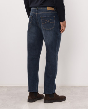 Brunello Cucinelli Blue jeans with logo patch M283PX1290