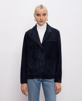 Yves Salomon Blue suede jacket 26EYV21765APAV