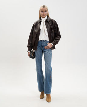 Babe Pay Pls Brown leather jacket with drape 2533AMAZON