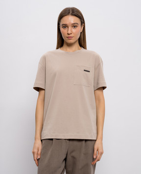 Brunello Cucinelli Beige T-shirt with monil chain M0T81EC710