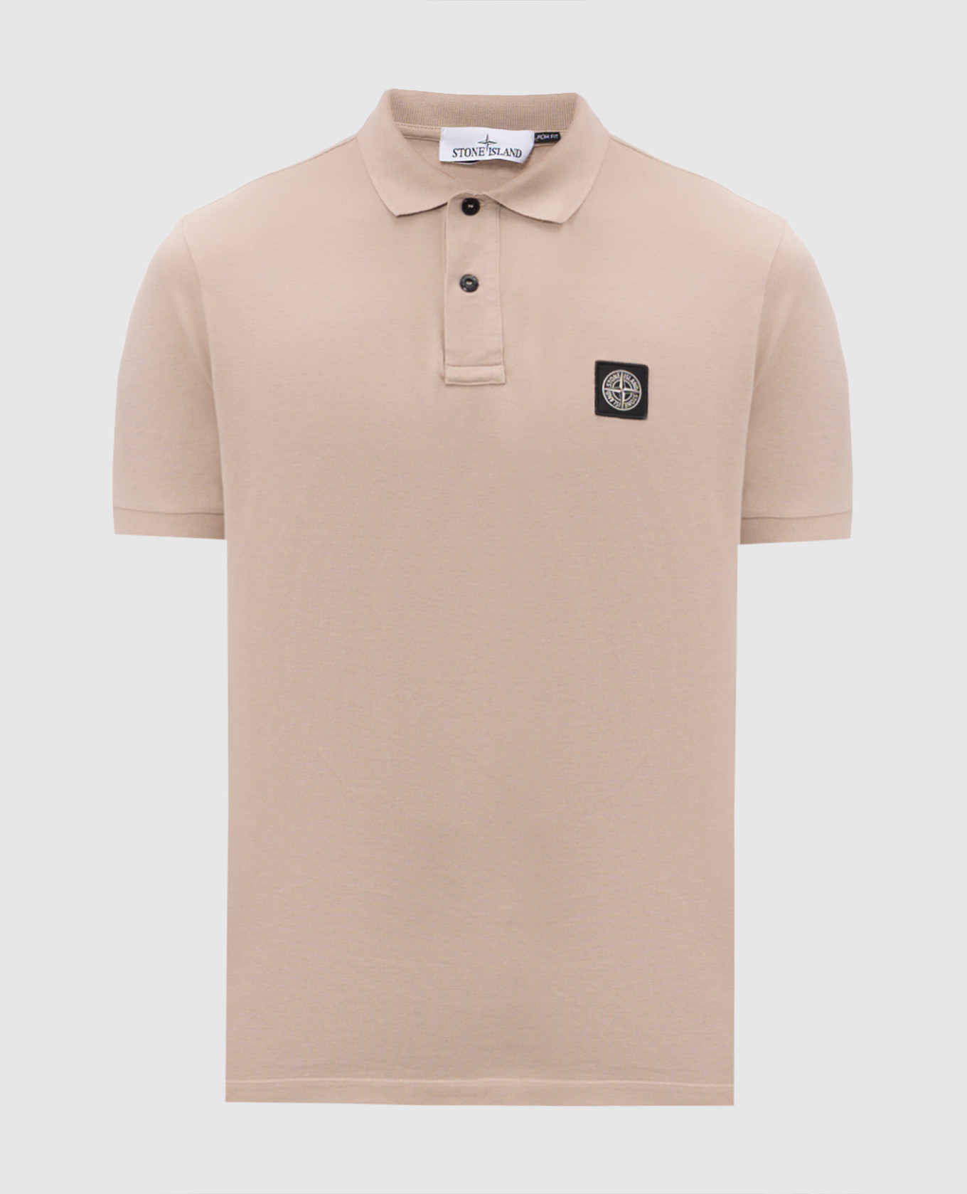 Beige polo shirt with logo patch