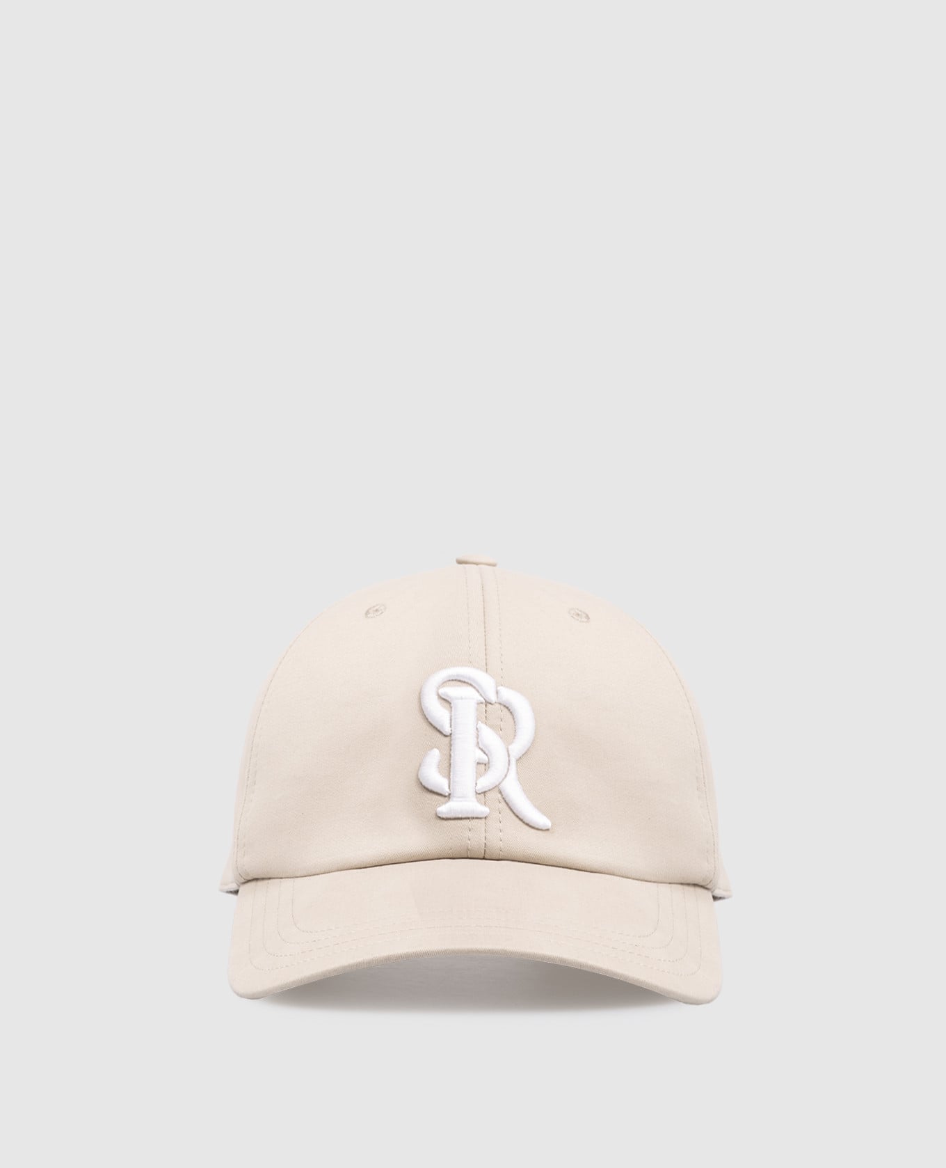 Gray wool cap with monogram embroidery