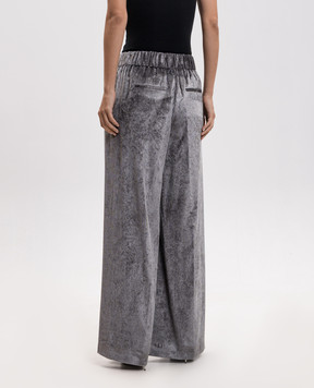 Peserico Gray velvet palazzo pants A0455201597