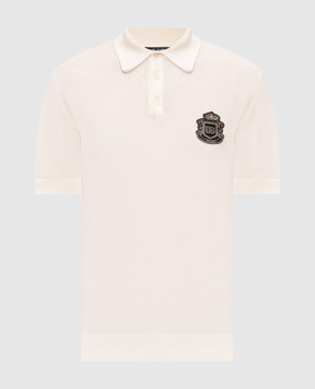 Dolce&Gabbana Ivory polo shirt with heraldic patch GXZ02ZJBCIU