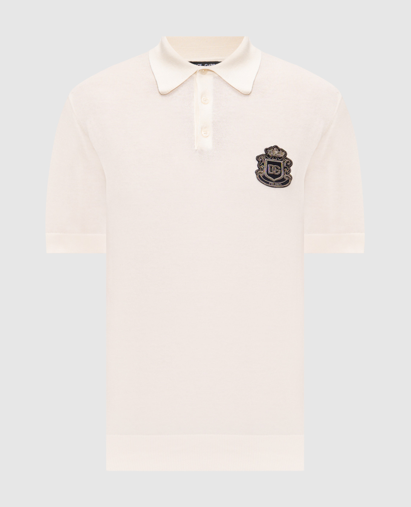 Ivory polo shirt with heraldic patch