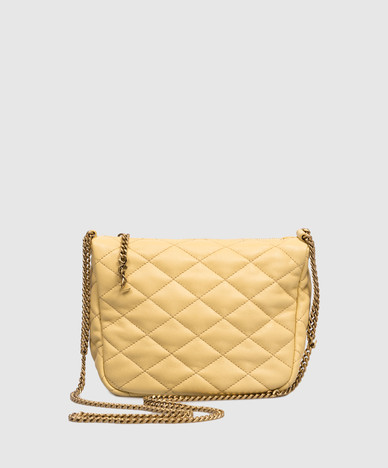 Yellow leather quilted bag