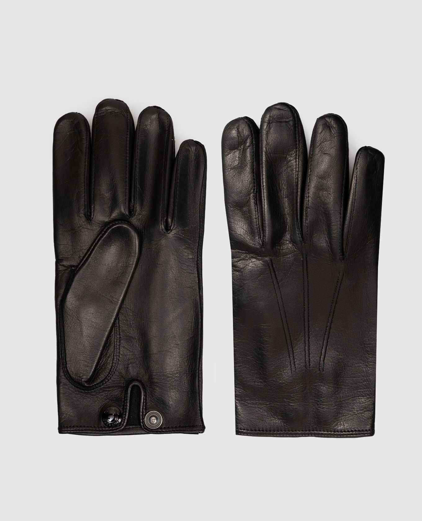 Black leather gloves