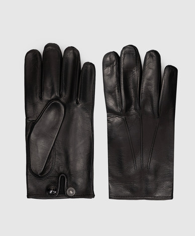 Black leather gloves