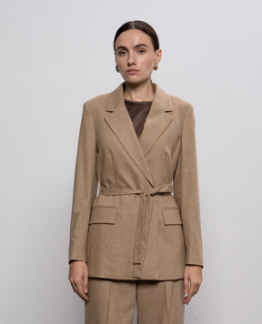 Peserico Beige double-breasted wool and cashmere jacket S01700A03358