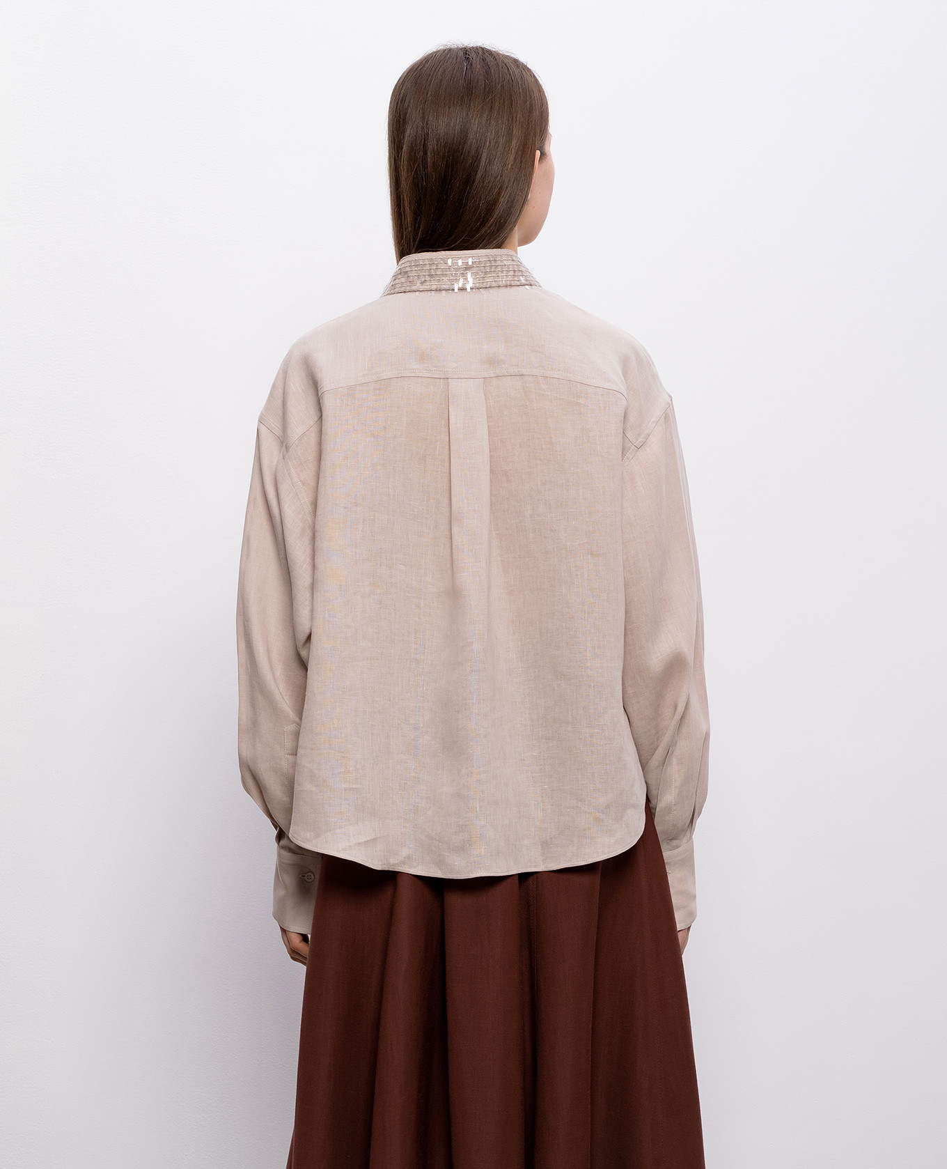 Gray linen shirt with sequins Brunello Cucinelli 4
