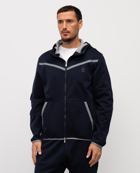 Brunello Cucinelli Blue sports jacket with emblem MM8433376G