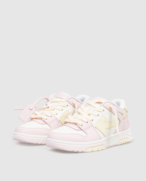 Off-White Out Of Office Kids Pink Leather Sneakers with Logo OGIA007S26LEA001