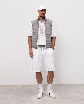 Brunello Cucinelli White T-shirt with print and cuffs MR8313378G