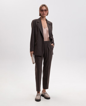Peserico Brown top with monil chain A08118D01514