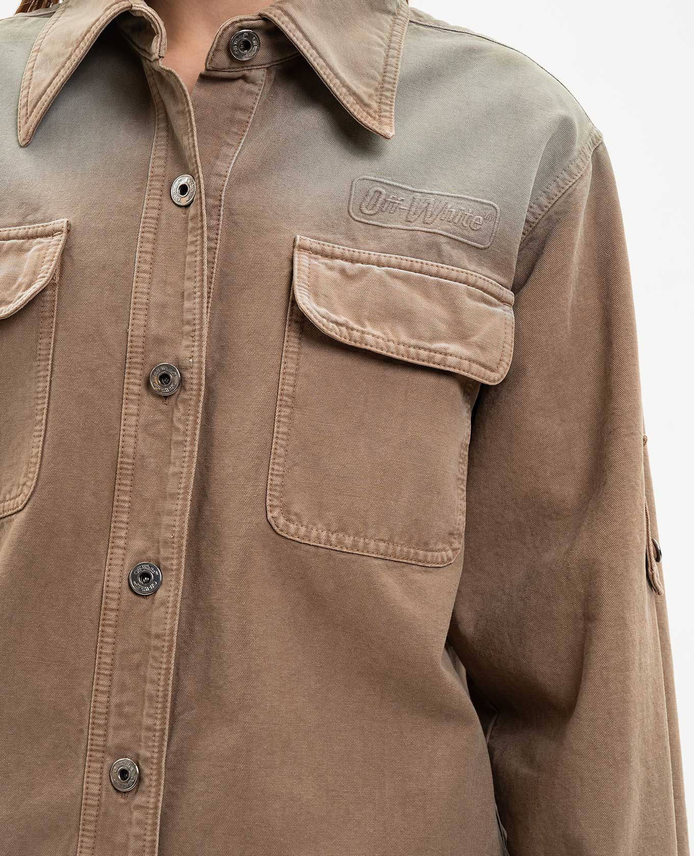 Brown denim shirt with logo embroidery Off-White 5