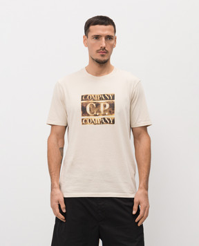 C.P. Company Beige T-shirt with logo print MTS141A110579W