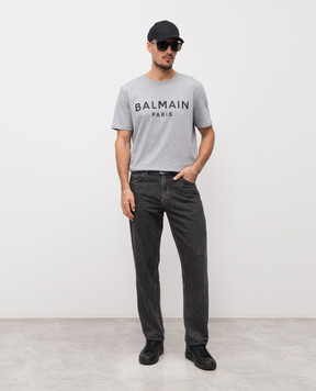 Balmain Grey T-shirt with logo GH1EG000BD46