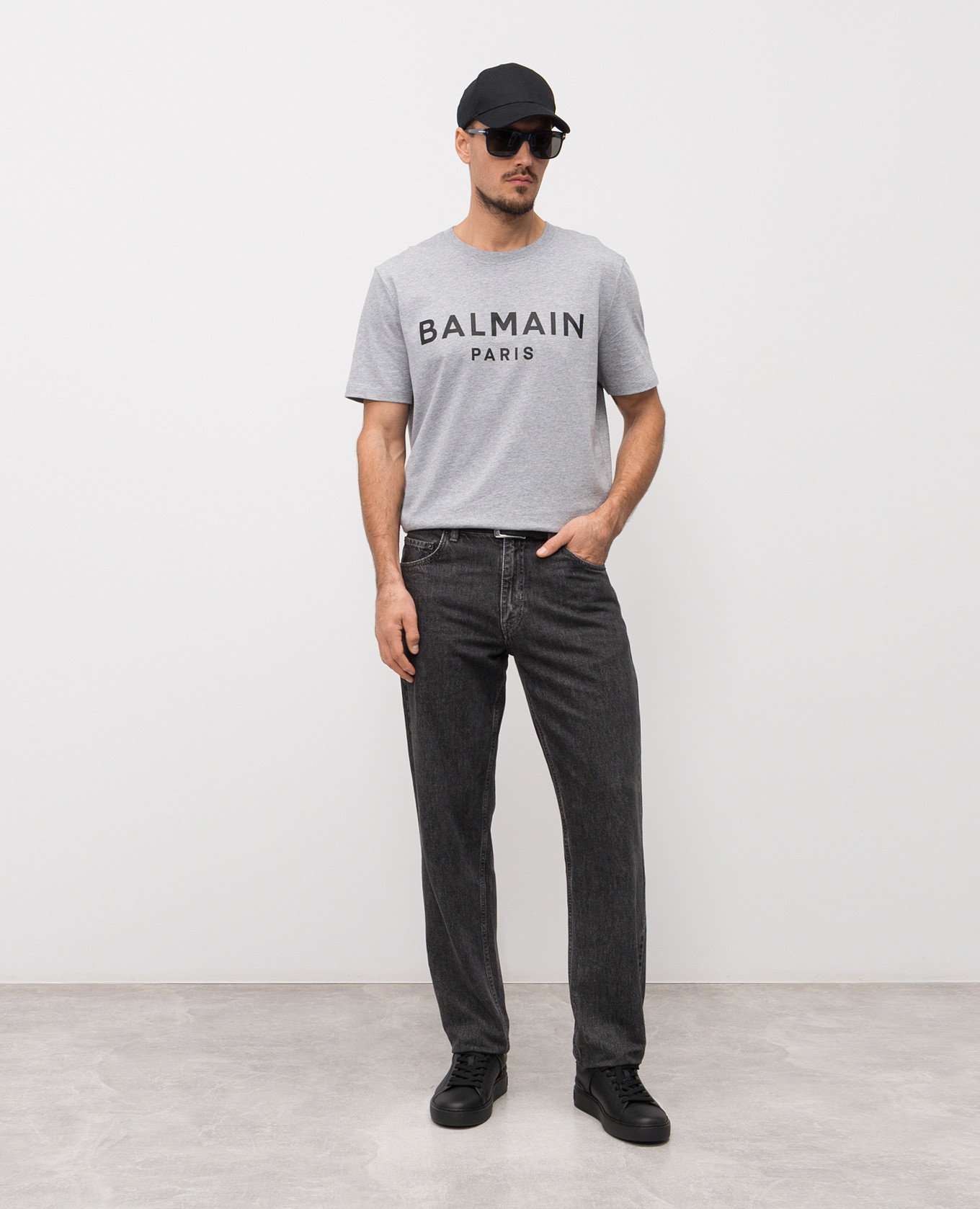 Grey T-shirt with logo Balmain 2