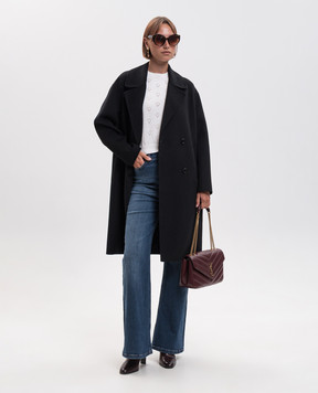 Twinset Black double-breasted coat with wool 262TP2011