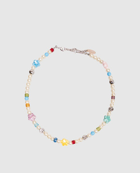 Off-White White necklace with branded beads OWOB143S26MET001