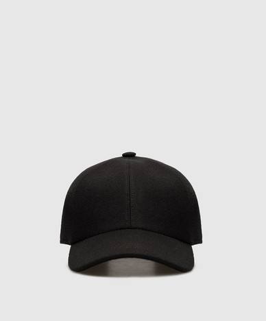 Black wool and cashmere cap