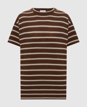 Brunello Cucinelli Brown striped wool and cashmere T-shirt M14854100