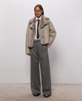 Brunello Cucinelli Gray patterned pants with lurex MD007P8884