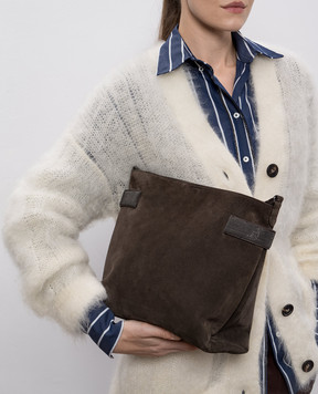 Brunello Cucinelli Brown suede bag Essence MBDLD2743