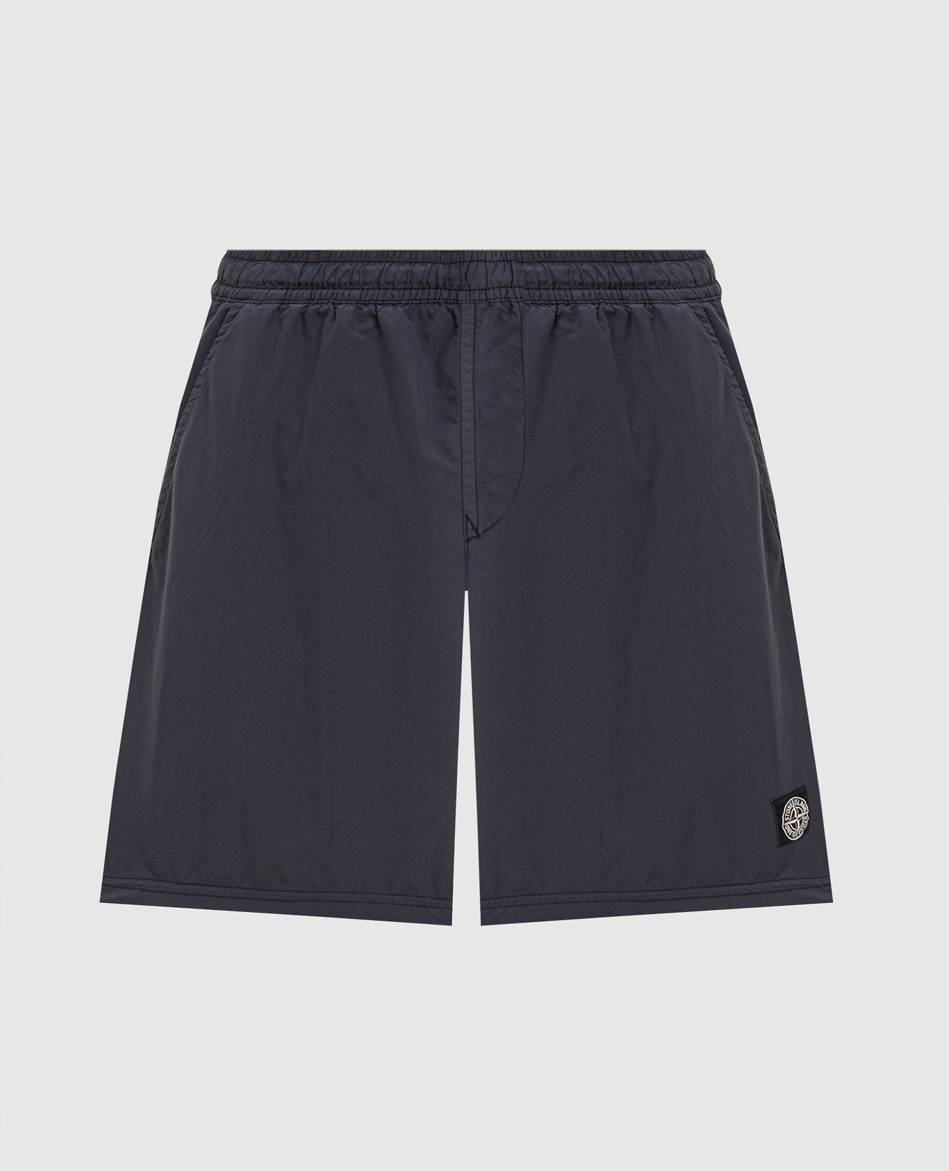 Blue swim shorts with logo patch