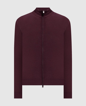 Canali Burgundy wool cardigan MK01149C0022