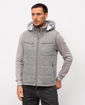 Doriani Cashmere Gray patterned wool gilet A405CAPTJ3N