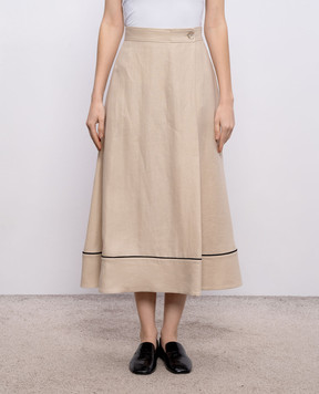 Agnona Beige linen skirt TG1108YU3034
