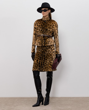 Max Mara Brown velvet jacket in leopard print MSTEDRO