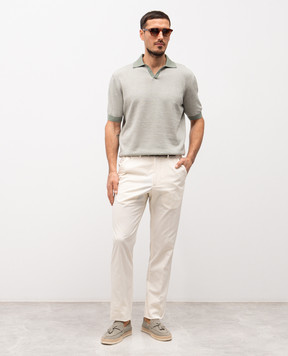 Agnona Green polo shirt with striped pattern K311U357H1412