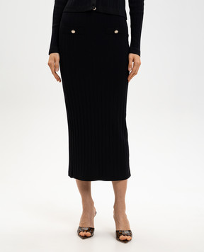 Twinset Black ribbed midi skirt 261AP3113