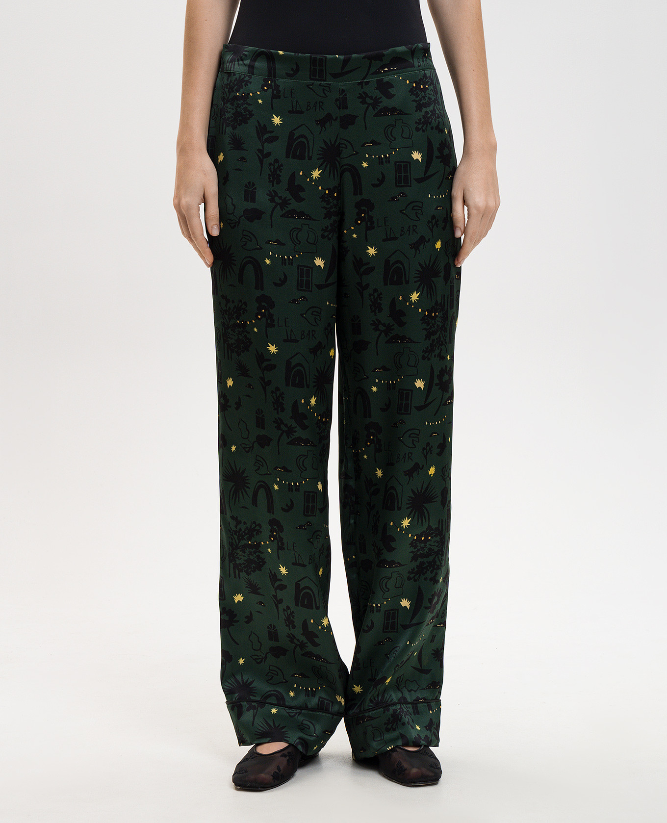 London Green Silk Pajama Pants Asceno 3