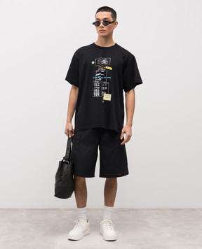 Maison Margiela MM6 Black cargo shorts with emblem SH0MU0021MTN137