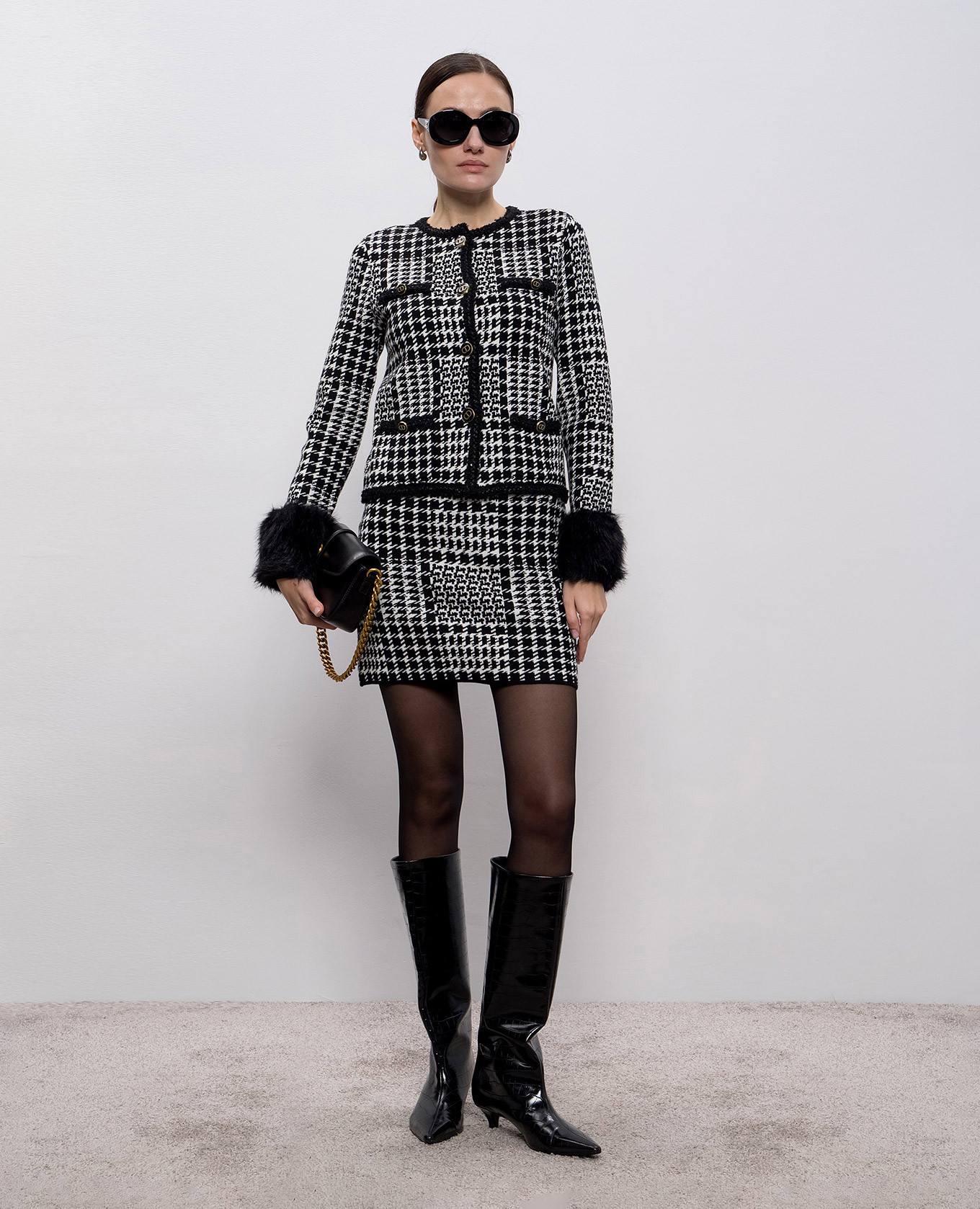 Black skirt with patterned wool Twinset 2