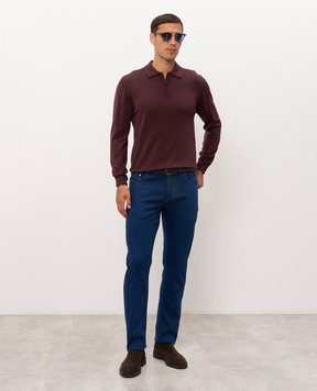 Canali Burgundy wool polo shirt MK01149C0572