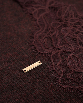 Twinset Burgundy scarf with lace 262TO5570