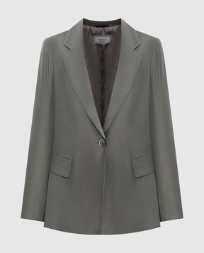 Peserico Green linen jacket with branded patch S01163F01921