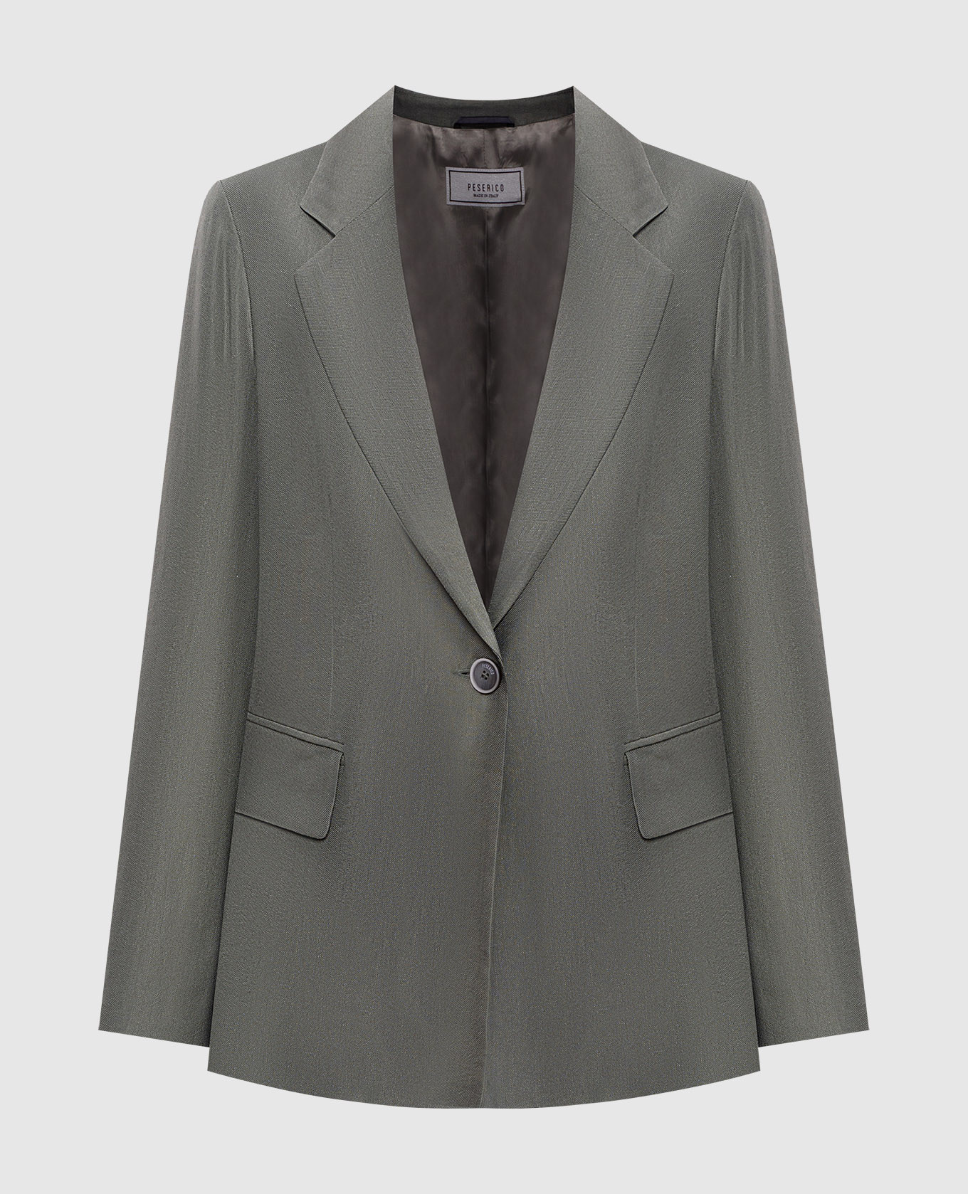 Green linen jacket with branded patch
