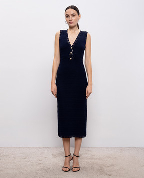 Twinset Blue midi dress with logo 261TP3073