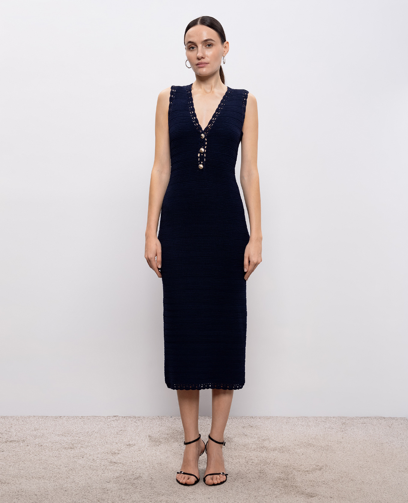 

Blue midi dress with logo Twinset